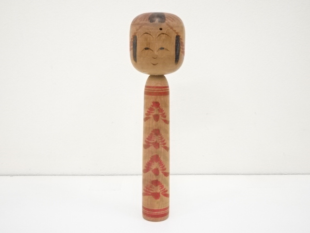JAPANESE FOLK CRAFT / WOODEN KOKESHI DOLL / 25.8cm / SIGNED ARTISAN WORK